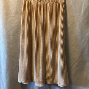 Gold Pleated Velvet Maxi Skirt